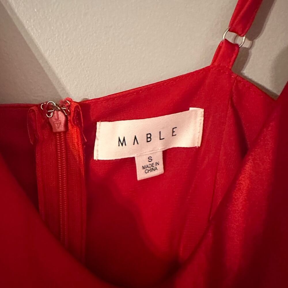 Mable Red Mini Satin with Spaghetti Straps Cowl Neck Christmas Holiday Dress - Picture 4 of 6